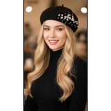 hb tasarım Fransız Bere Ressam Bere Tasarım, Standart, 9500690, Siyah, Kadın