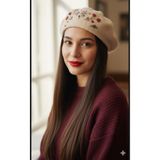 hb tasarım Ressam Şapka Tasarım Bere, M, 935#99hb, Krem, Kadın