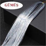 Hb Tasarım Saç Simi Gümüş - Saça Pratik Bağlanan Hair Tinsel 110-120 cm Uzunluğunda - Çok Renkli