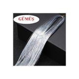 Hb Tasarım Saç Simi Gümüş - Saça Pratik Bağlanan Hair Tinsel 110-120 Cm Uzunluğunda
