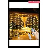 HBG Markt 300 Ledli 10 Sarkıt Perde LED Işık-8 Fonksiyon, Uzaktan Kumandalı, 3x3 Metr - 00-Siyah - Beyaz - Standart