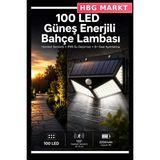 HBG Markt Güneş Enerjili 100 LED Bahçe Lambası 20W - 00-Siyah - Beyaz - Standart
