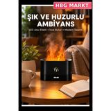 HBG Markt LED Işıklı Alev Görünümlü Buhar Makinesi - Bal Sarısı - Standart