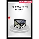 HBG Markt Mey Ithalat® 100 LED Güneş Enerjili Bahçe Lambası – Pır Sensörlü, IP65 Su Geçirmez Dış Mekan Aydınlatma - 00-Siyah - Beyaz - Standart