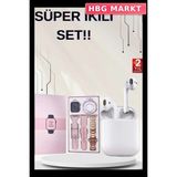 HBG Markt Mey Ithalat® 3 Kordonlu Dokunmatik Ekran Akıllı Saat ve 2.nesil Kablosuz Bluetooth Kulaklık Anc/enc - 00-Siyah - Beyaz - 35 - 48 mm - Standart