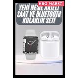 HBG Markt Mey Ithalat® Akıllı Saat Kulaklık Hediyeli Uyku ve Sağlık Takibi Yapabilen Uzun Ömürlü - 00-Siyah - Beyaz - 35 - 48 mm - Standart