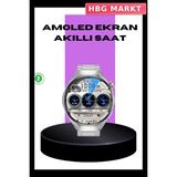 HBG Markt Mey Ithalat® Akıllı Saat Metal Kordonlu Tam Ekran Amoled – Arama ve Sağlık Takip Özellikli - 00-Siyah - Beyaz - 35 - 48 mm - Standart