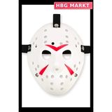 HBG Markt Mey Ithalat® Beyaz Renk Kırmızı Çizgili Tam Yüz Hokey Jason Maskesi Hannibal Maskesi - Standart - 1 Adet