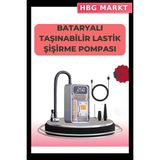 HBG Markt Mey Ithalat® Çok Fonksiyonlu Araç, Bisiklet, Top Uyumlu Elektrikli Hava Pompası - 00-Siyah - Beyaz