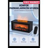 HBG Markt Mey Ithalat® Dekoratif Şömine Görünümlü Nemlendirici Uzaktan Kumandalı Renkli LED Işıklı Difüzör - Ahşap - Bej - Siyah - Standart