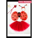 HBG Markt Mey Ithalat® Kırmızı Uğur Böceği Ateş Böceği Kostüm Seti - (Tütü, Kanat, Taç, Asa) - Standart - 1 Adet