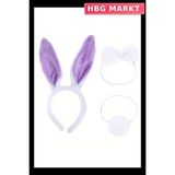 HBG Markt Mey Ithalat® Lila Mor Tavşan Kostüm Seti Kız Çocuk – Tütü Etekli 4 Parça - Standart - 1 Adet