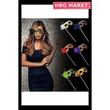 HBG Markt Mey Ithalat® Lüks Saplı Maskeli Balo Maskesi Kırmızı Renk 35 cm - Standart - 1 Adet