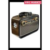 HBG Markt Mey Ithalat® Nostalji Radyo Bluetooth Hoparlör Usb-Sd Kart Giriş LED Fener Işıklı Bataryalı Pilli - Standart