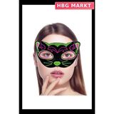 HBG Markt Mey Ithalat® Siyah Kadife Kaplama Üzeri Pembe Yeşil Sim Işlemeli Kedi Maskesi 20X13 cm - Standart - 1 Adet