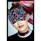 HBG Markt Mey Ithalat® Siyah Kadife Kumaş Üzerine Mor Beyaz Payetli Pullu Parti Maskesi 16X14 cm - Standart - 1 Adet