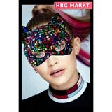 HBG Markt Mey Ithalat® Siyah Kadife Kumaş Üzerine Rengarenk Payetli Pullu Parti Maskesi 16X14 cm - Standart - 1 Adet
