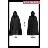HBG Markt Mey Ithalat® Siyah Uzun Pelerin 120 cm Kapüşonlu – Cosplay ve Parti Kostümü - Standart - 1 Adet