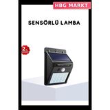 HBG Markt Mey Ithalat® Solar Güneş Enerjili Hareket Sensörlü 4 Taraflı Bahçe Lambası – IP65 Su Geçirmez, 100 LED - 0 - Siyah - Standart