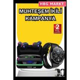 HBG Markt Mey Ithalat® Yeni Nesil Akıllı Saat ve Bluetooth Kulaklık Titreşim Bildirimleri Uyku Takibi - 00-Siyah - Beyaz - 35 - 48 mm - Standart