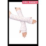 HBG Markt Parmaksız Uzun Dantel Eldiven Beyaz 35 cm Parti Aksesuarı - Standart - 1 Adet
