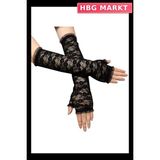 HBG Markt Parmaksız Uzun Dantel Eldiven Siyah 35 cm Parti Aksesuarı - Standart - 1 Adet