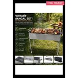 HBG Markt Paslanmaz Mangal Portatif Ayaklı Standlı 70 cm - Standart