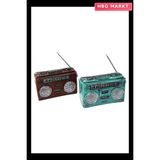 HBG Markt Radyo Vintage Dekoratif Biblo Kumbara Renkli 17X17X5.5CM Reçine - Standart - Ahşap - Sarı