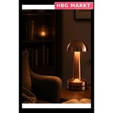 HBG Markt Şarjlı LED Masa Lambası, Mantar Formu, Bronz Kaplama, 3 Kademe Dokunmatik - 0,5 W - Açık Sarı