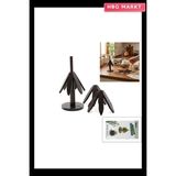 HBG Markt Standlı Ağaç Model 2 Parça Ahşap Bambu Katlanır Nihale Yapraklı Çiçek Model - 05S-Sarı - Standart