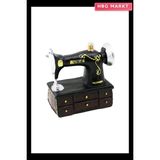 HBG Markt Vintage Dikiş Makinesi Dekoratif Biblo 20X15X8.5CM Reçine - Standart - Ahşap - Sarı