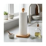 HBMB Store %100 Doğal Bambu Kare Kağıt Havluluk - Minimalist Dik Ahşap Havlu Standı (12X28 Cm, 1 Adet)