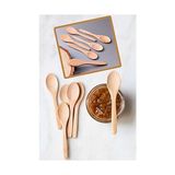 HBMB Store 12 Adet Bambu Baharat Kaşığı ve Mama Kaşığı, Bambu Reçel Bal Kaşığı 12 Adet - 01P-Pembe
