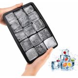 HBMB Store 2 Adet Kare Buz Kalıbı, 15 Bölmeli Çok Amaçlı Buz Küpü Kalıbı, Kolay Serbest Bırakma Özelliği, Kahve ve Ev Yapımı Içecekler Için Ideal Dondurucu Kalıpları (2 Adet)