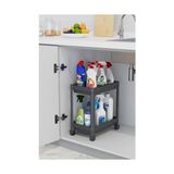 HBMB Store 2 Katlı Tekerlekli Tezgah Altı Raf Organizer Düzenleyici Raf Ünitesi, Evye Altı Dolap Içi Düzenleyici, Mutfak Banyo Deterjanlık Şampuanlık Sebzelik,taşınabilir Saklama Rafı (Gri)