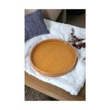 HBMB Store 35CM Yuvarlak Bambu Servis Tepsisi, Ahşap Yuvarlak Tepsi, Bambu Tepsi (35CM*35.CM*6CM)