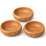 HBMB Store 3'lü Bambu Çerezlik Seti (9X9X3 Cm) - Yuvarlak Kahvaltılık, Mezelik ve Sosluk Kase Takımı