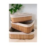 HBMB Store 3'lü Çok Amaçlı Bambu Organizer Seti, Çok Boyutlu Mutfak Banyo Ev Sepetleri, Büyük, Orta, Küçük Boy