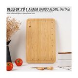 HBMB Store 3'ü 1 Arada Bambu Kesme Tahtası: Doğrama Tahtası, Kesim Cetveli ve Tepsi Fonksiyonlarıyla Mutfakta Pratik Çözüm,su Oluklu, Bıçak Dostu, Neme Dayanıklı Yüzey, 38X25 cm - Ahşap