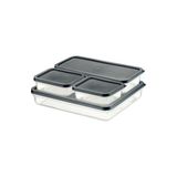 HBMB Store 4 Adet Buzdolabı ve Derin Dondurucu Saklama Kabı Seti, Fresh Box, Dolap Düzenleyici ve Buz Dolabı Organizeri, Bpa Içermeyen Pp Plastik,gıdaları Taze Tutma,mutfak Düzenleyici (Gri)