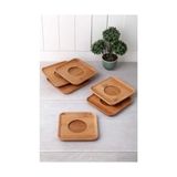 HBMB Store 6ADET Bambu Çay Tabağı, Çay Bardağı Altlığı, Estetik Sunum Sunumluk, Doğal Malzeme, Çevre Dostu ve Şık Tasarım (Kare) - 0,5 x 7 cm