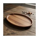 HBMB Store Akasya Ağacı Oval Sunum Tabağı (28X18 Cm) | Yükseltilmiş Kenarlı Doğal Ahşap Servis Tepsisi | Kahve, Peynir ve Atıştırmalık Sunumları Için
