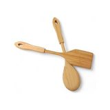 HBMB Store Bambu 2'li Servis Seti, Tavalarınız ve Kızarmanız Için Spatula, Servisleriniz Için Büyük Kaşık | 2 Adet Lüks Bambu Set - 0,5 x 7 cm