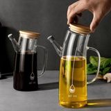 HBMB Store Bambu Kapklı Borosilikat Cam Yağlık & Sirkelik – 1 Litre | Isıya Dayanıklı & Sızdırmaz Tasarım | Bambu Kapaklı Şeffaf Cam Yağdanlık – 1000ML
