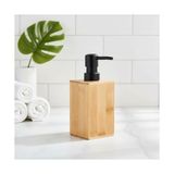 HBMB Store Bambu Sıvı Sabunluk | Ahşap El Sabunu, Losyon ve Şampuan Dispenseri | Modern Banyo, Mutfak ve Lavabo Düzenleyici (255ML) | Kare Bambu Sıvı Sabunluk | Mat Siyah Pompalı Ahşap Sabun Şişe - 0,25 gr