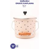 HBMB Store Black Cupid Kalp Desenli Emaye Yoğurt/bakliyat Bakracı (20 Cm-3 Litre-Tüm Ocaklarla Uyumlu)