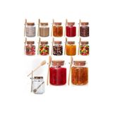 HBMB Store Cam Kavanoz Seti, 350 Ml, Mantar Kapaklı, Ahşap Bal Kaşığı Ile, Mutfak Saklama Kabı (2)