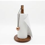 HBMB Store Doğal Bambu Bohem Top Tutacaklı Kağıt Havluluk - Dekoratif Ahşap Stand (30X14 Cm, Kahve ve Bambu Renk Seçenekli, 1 Adet) (Kahve)