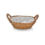 HBMB Store El Yapımı Doğal Hasır Kulplu Çok Amaçlı Dekoratif Oval Sepet, Hasır Kulplu Ekmek Sepeti (27X18X8 Cm)