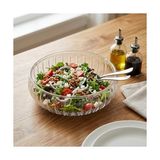 HBMB Store El Yapımı Üfleme Borosilikat Cam Linea Sunum Çanağı - Şeffaf Dekoratif Salata, Meyve ve Çerez Kasesi (20X6 Cm) - 0,5 x 7 cm